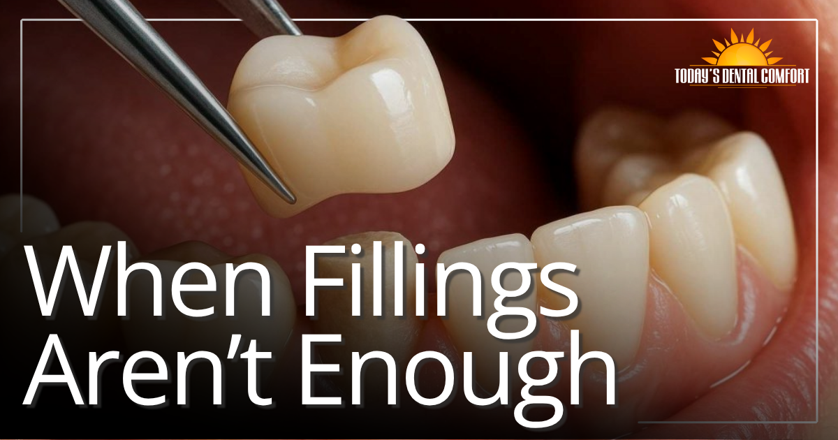 dental crown being placed in mouth